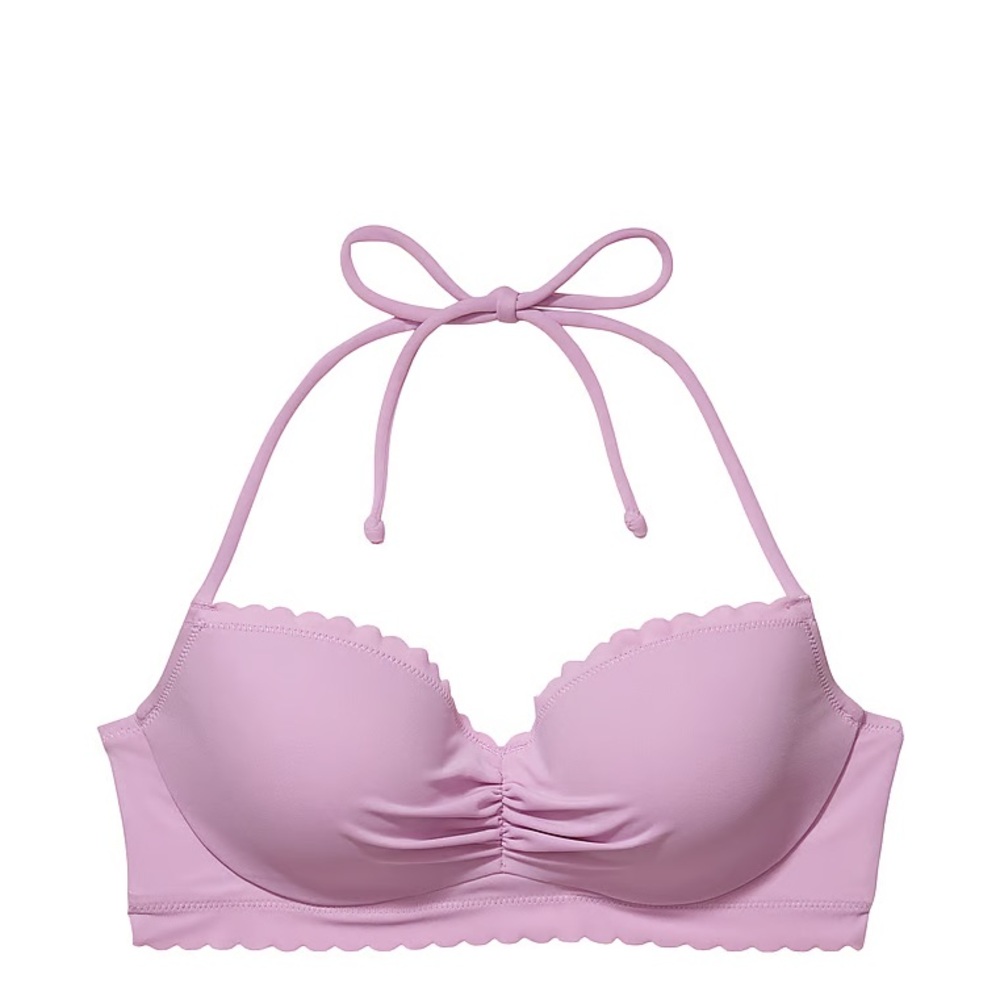 Victoria Secret Swim Lavender Ruffled Halter Bra with Molded Cups